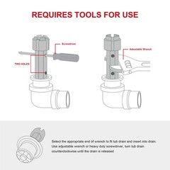 Silver Heavy Duty Tub Drain Remover Wrench Tool Aluminum