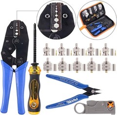 Swpeet 14Pcs Professional Coaxial Cable Tool Kit, Ratcheting Wire Terminal Coaxi