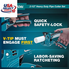 Heavy-Duty PVC Pipe Cutter up to 2-1/2&Prime; with Deburring Tool
