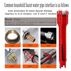 8 in 1 Faucet Sink Installer Multi Tool Pipe Wrench Plumbing for Kitchen Bathroo