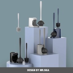 MR.SIGA Toilet Plunger and Bowl Brush Combo for Bathroom Cleaning, Gray, Gray