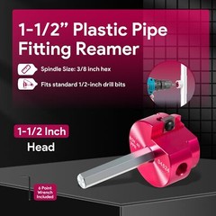 1-1/2 Inch PVC Pipe Reamer &ndash; Aluminum Head, PVC Pipe Tool Fits 1/2-Inch Drills