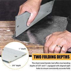 12 Inch Sheet Metal Manual Folding Tool 3/8&Prime; & 1&Prime; Depth Gauge Heavy Duty
