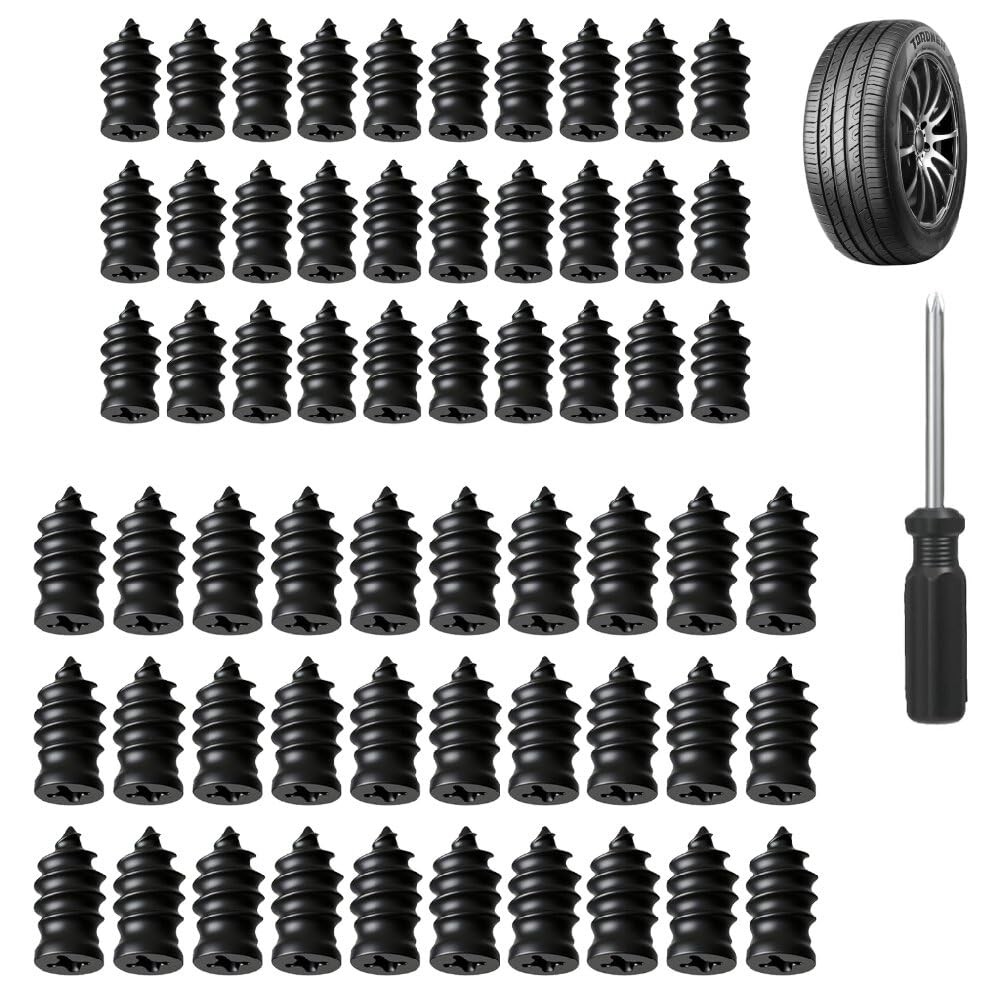 60PCS Tire Repair Plugs Rubber Nails Screw Type Puncture Seal Kit Vehicle