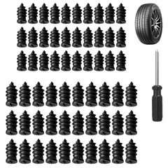 60PCS Tire Repair Plugs Rubber Nails Screw Type Puncture Seal Kit Vehicle