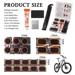 32 PCS Bike Tire Repair Kit 3 Sizes Patches Professional Tools Portable Tube
