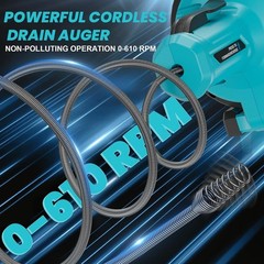 Cordless Drain Auger for Makita 18V Battery: Efficient 610 RPM Plumbing Snake Dr