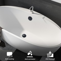 BOOMIBOO Bathtub Drain Tip-Toe Trim Set with Two-Hole Overflow Matte Black
