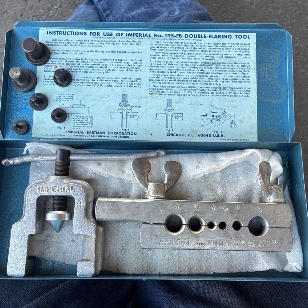Nice Vintage Imperial Eastman No.195-FB Double Flaring Tool in Metal Case