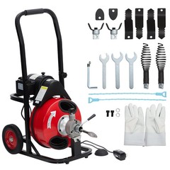 75FT x 1/2&Prime; Cable Electric Drain Cleaner Machine 250W Motor 8 Multi-Style Cutter