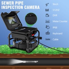 9 Inch Sewer Camera 50m/164ft Pipe Inspection Camera w/ 512hz Locator Keyboard