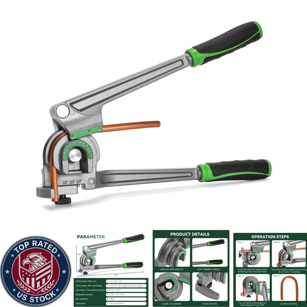 Professional 180&deg; Tubing Bender for Soft Copper & Aluminum &ndash; 1/4&rdquo;, 3/8&rdquo;, 1/2&rdquo;