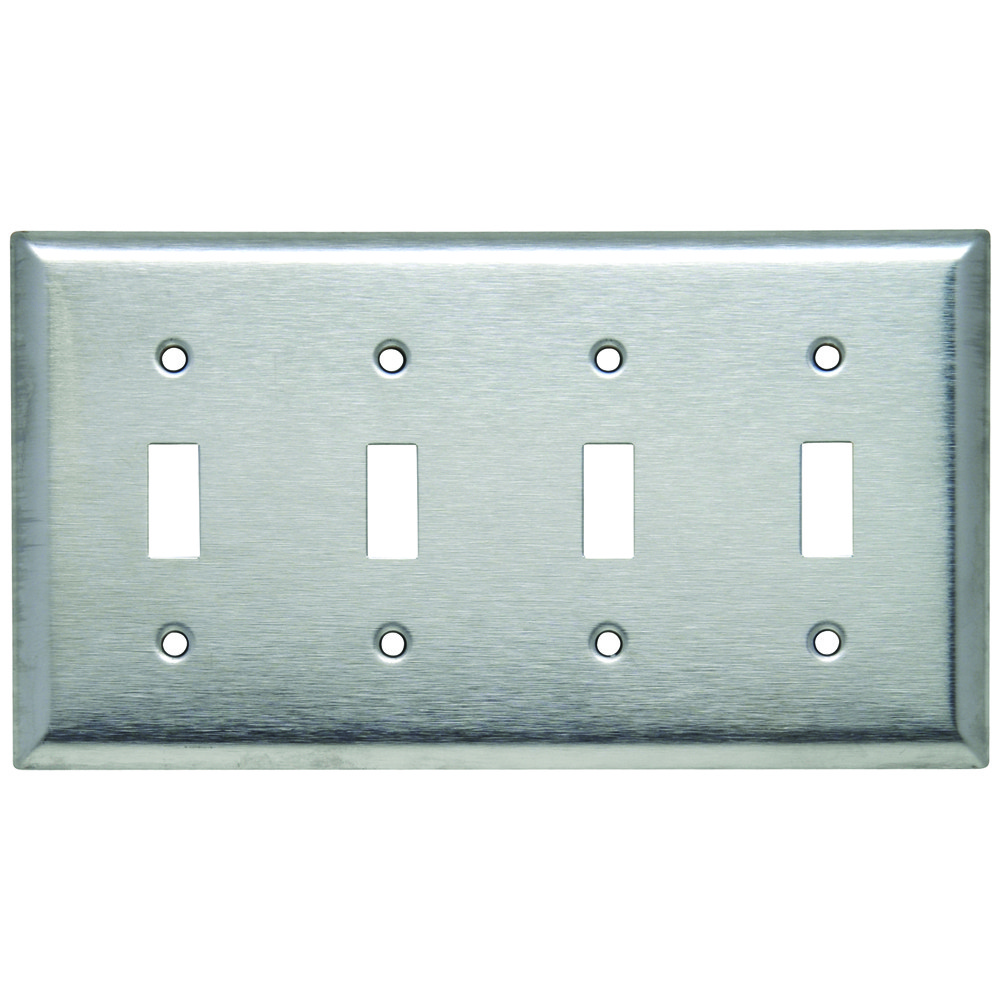 PASS & SEYMOUR SL-4 4GANG WALL PLATE TOGGLE SS MATTE 430 CORROSION-RESISTANT
