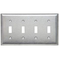 PASS & SEYMOUR SL-4 4GANG WALL PLATE TOGGLE SS MATTE 430 CORROSION-RESISTANT
