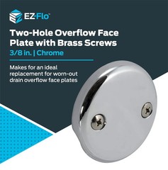 EZ-FLO 2-Hole Bathtub Overflow Face 3-1/8 in., 2 holes with screws, Chrome