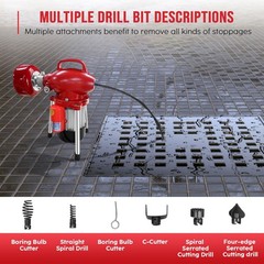 Drain Cleaner Machine 40FT, 350W 2 Cables, Electric Drain Auger for 3/4&Prime; to 4&hellip;