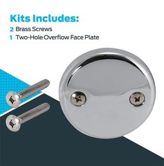EZ-FLO 2-Hole Bathtub Overflow Face 3-1/8 in., 2 holes with screws, Chrome