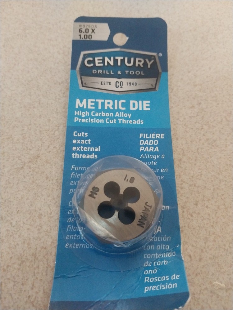 Century Drill 97608 Hexagon Metric Die, 6.0 x 1.00