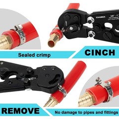 PEX Crimping Tool Kit &ndash; Ratchet Clamp & Cinch Tool, PEX Cutter, 37 Clamps 3/8&Prime;-1