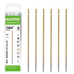 HLOFIZI 7/64 x 6 Inch Extra Long Drill Bits (6 Pack), Aircraft 7/64&Prime;