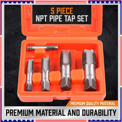 Professional 5 Piece NPT Pipe Tap Set Carbon Steel NPT Thread Forming