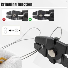 2-in-1 Crimping Tool & Cutter for Fishing Lines to 2.2mm, Lightweight Wire Rope