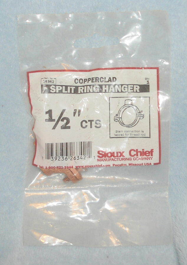 Sioux Chief COPPERCLAD 1/2&Prime; CTS Split Ring Hanger Model #26342 Copper Clad NEW