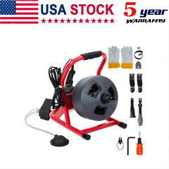 50Ft x 5/16&Prime; Drain Cleaner Machine Auger Sewer Snake w/ Cutters fit 3/4-3&Prime; Pipes
