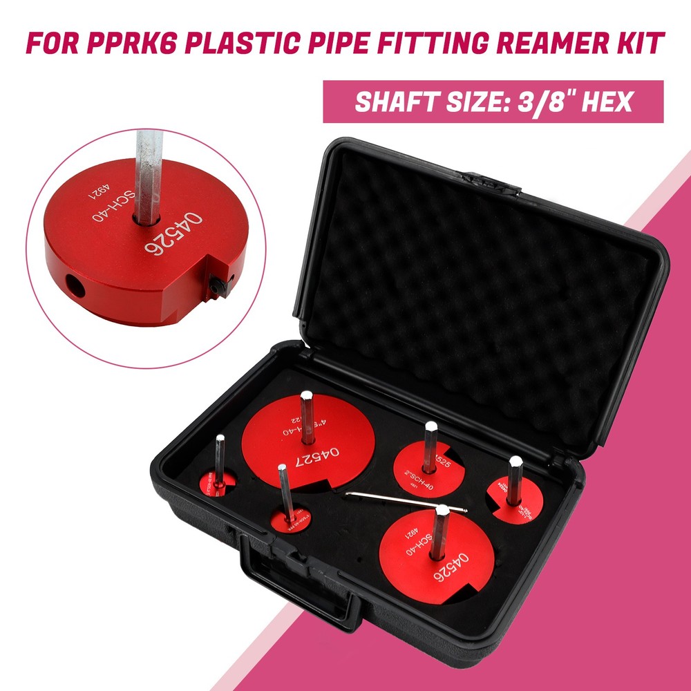 04529 For PPRK6 Plastic Pipe Fitting Reamer 6 Piece Kit For1/2&Prime; Drills