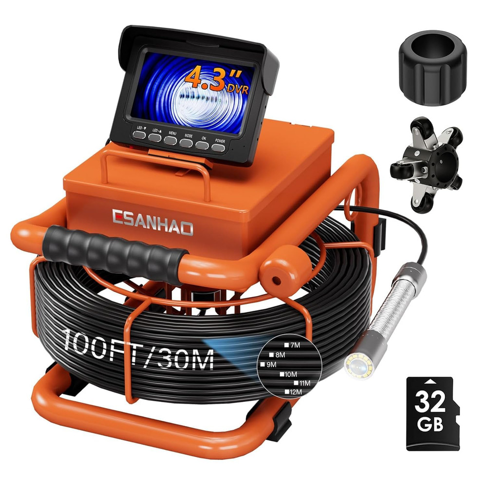 ESANAHO Sewer Camera 100FT/30M Borescopes Plumbing Snake Pipe Inspection Camera