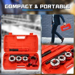 Versatile Manual Ratcheting Pipe Threading Kit for Galvanized & PVC Pipes
