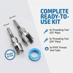 Pvc Pipe Threader Tool Kit 1/2&Prime; & 3/4&Prime; Home Plumbing Thread Repair Kit Pvc