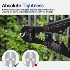 IWISS 2-In-1 Wire Rope Crimping Tool Kit with Built-In Cutter, 4 Die Sizes 3/64&Prime;
