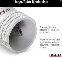 RIDGID Inner/Outer Reamer For Copper/Stainless Steel, 1/4 in to 1-1/4 in Pipe