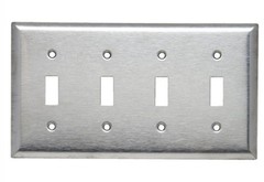 PASS & SEYMOUR SL-4 4GANG WALL PLATE TOGGLE SS MATTE 430 CORROSION-RESISTANT