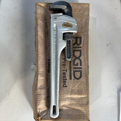 New Old Stock RIDGID Aluminum Straight 14&Prime; Pipe Wrench, 814, Heavy Duty USA Made