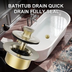 Brushed Gold Tub Drain Stopper Bathtub Drain, Hair