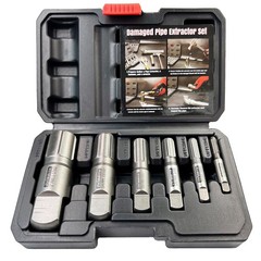 6-Piece Heavy Duty Pipe Extractor Set, Steel Tools for Removing Damaged Pipes &