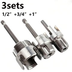 3Pcs Integrated Internal & External 1/2 3/4 1 Inch Pipe Threading Tool
