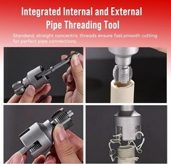3pcs PVC Pipe Threader Kit 1 2 3 4 1 Inch Internal External Thread Tool Plumbing
