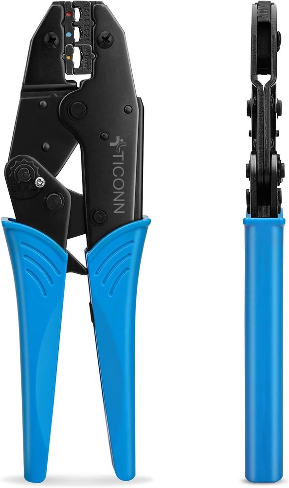 Heat Shrink Connector Crimping Tool &ndash; Ratchet Wire Crimper Pliers &ndash; Blue 30C