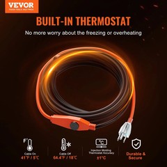 Pipe Heating Cable, 80FT 7W/FT Heat Tape for Pipes with Built-in Thermostat, Wat