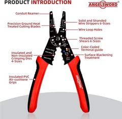 Multi-Function Hand Tool: 8 Inch Wire Stripper, Cable Stripper, Crimping Pliers