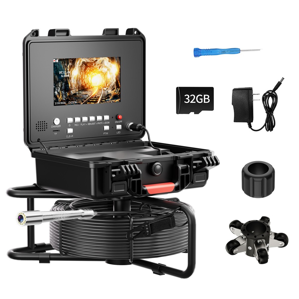 50m Pipe Inspection Camera Drain Sewer Camera 512HZ Self-leveling Meter Counter
