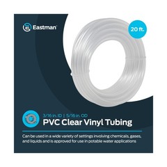 Eastman 3/16 Inch ID (5/16 Inch OD) PVC Clear Vinyl Tubing, 20 Foot Length, 9&hellip;
