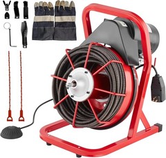 Drain Cleaner Machine 75FT x 1/2 Inch Manual Feed with Cutters & Foot Switch US