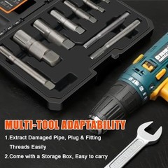 Heavy Duty 9pc Pipe Extractor Set &ndash; Size-Marked Broken Pipe Remover Tool for Plu