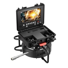 50m Sewer Drain Pipe Inspection Camera w/ 512HZ Locator 9&Prime; Monitor Self-Leveling