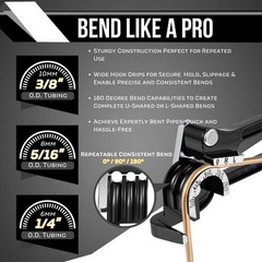 Tube Bender Tool &ndash; Manual OD Tubing Bending 3 Size 1/4 5/16 3/8 180 Degree Lever