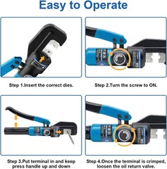 Hydraulic Crimping Tool with 13 Dies, 10 Ton Battery Cable Crimper Tool & Wire R